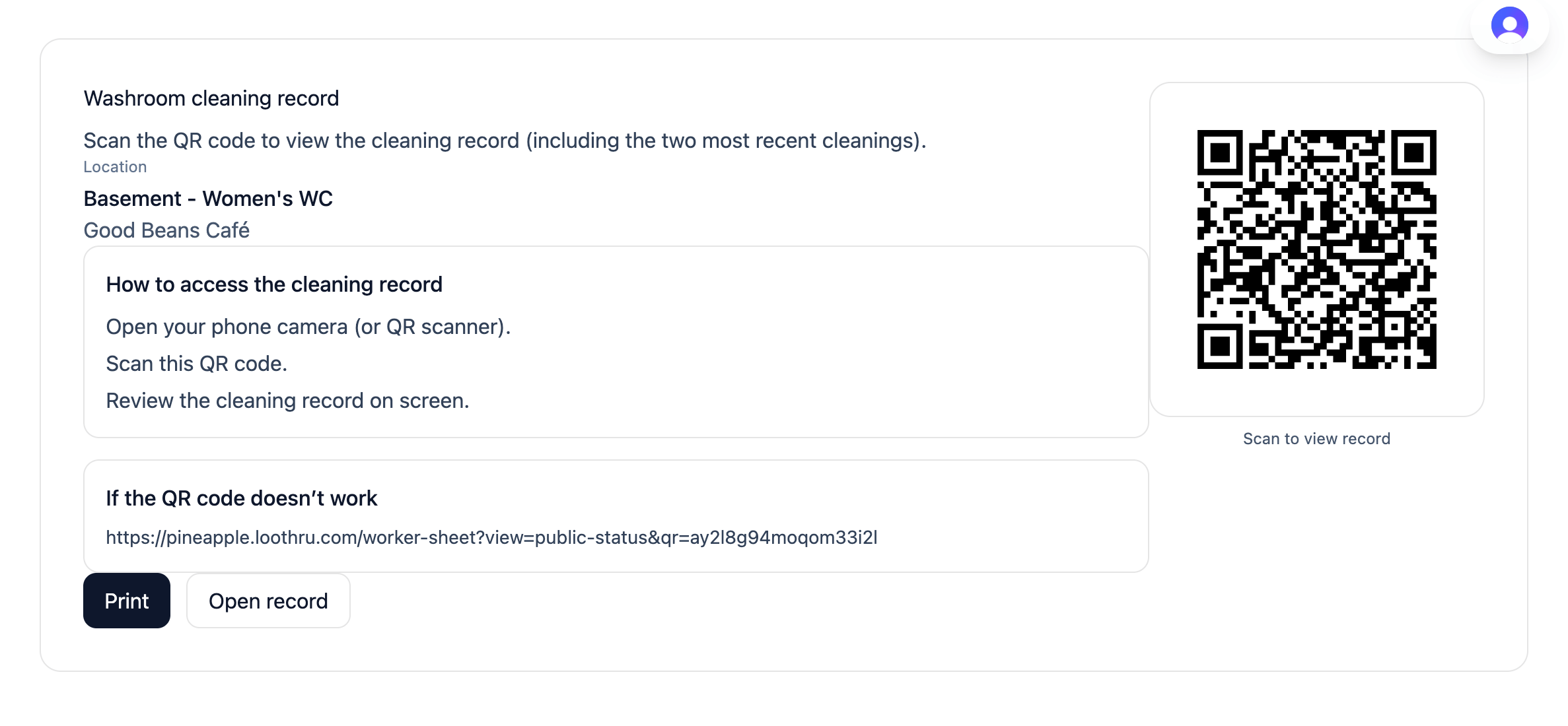 Printable worker instruction sheet